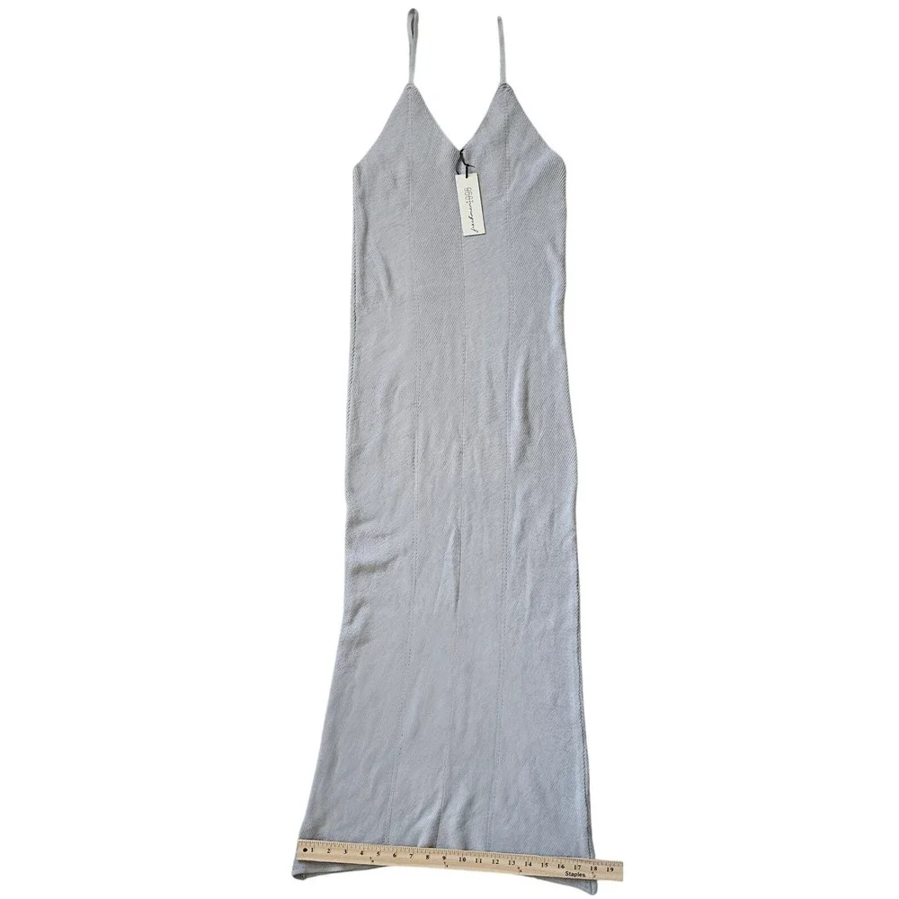 freshman1996 Grey Knit‎ Spaghetti Strap Maxi Dress Womens Size L
